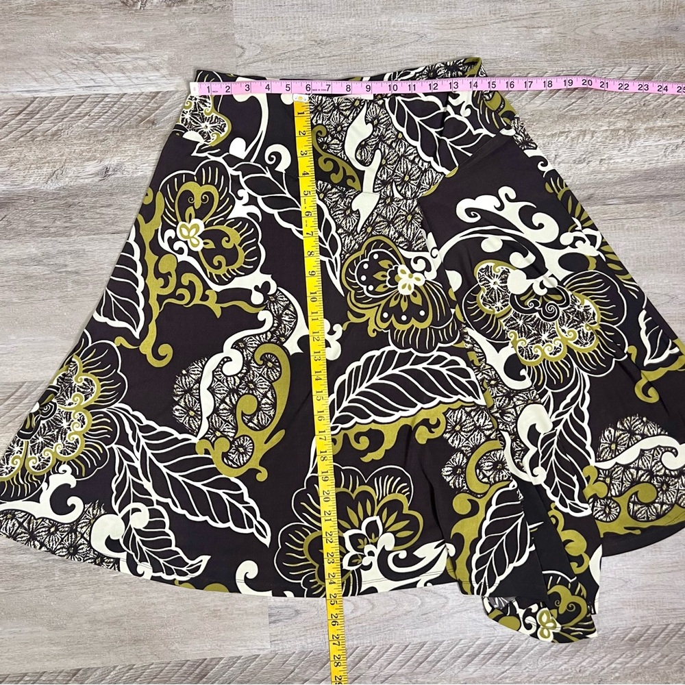 Biacci Brown Floral A-Line Mini Skirt Y2K Boho Retro Print Skater‎ Skirt Size M - Picture 4 of 8